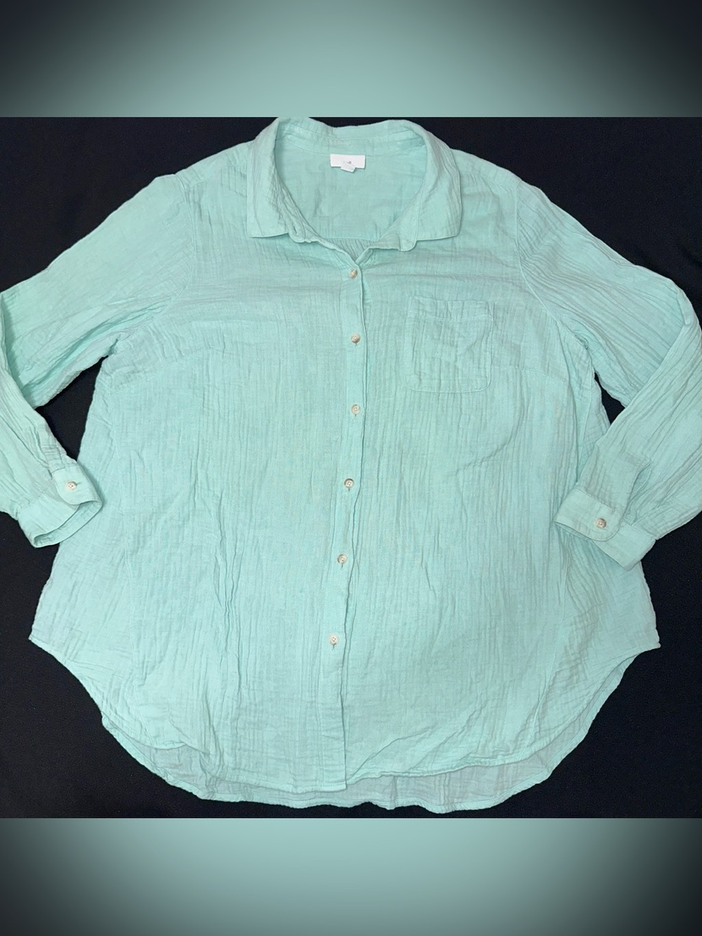 J. Jill Light green gauzy Button Front Relaxed Collared Shirt women’s XL